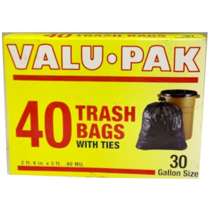 trash bags with ties 40 bags