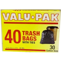 trash bags with ties 40 bags